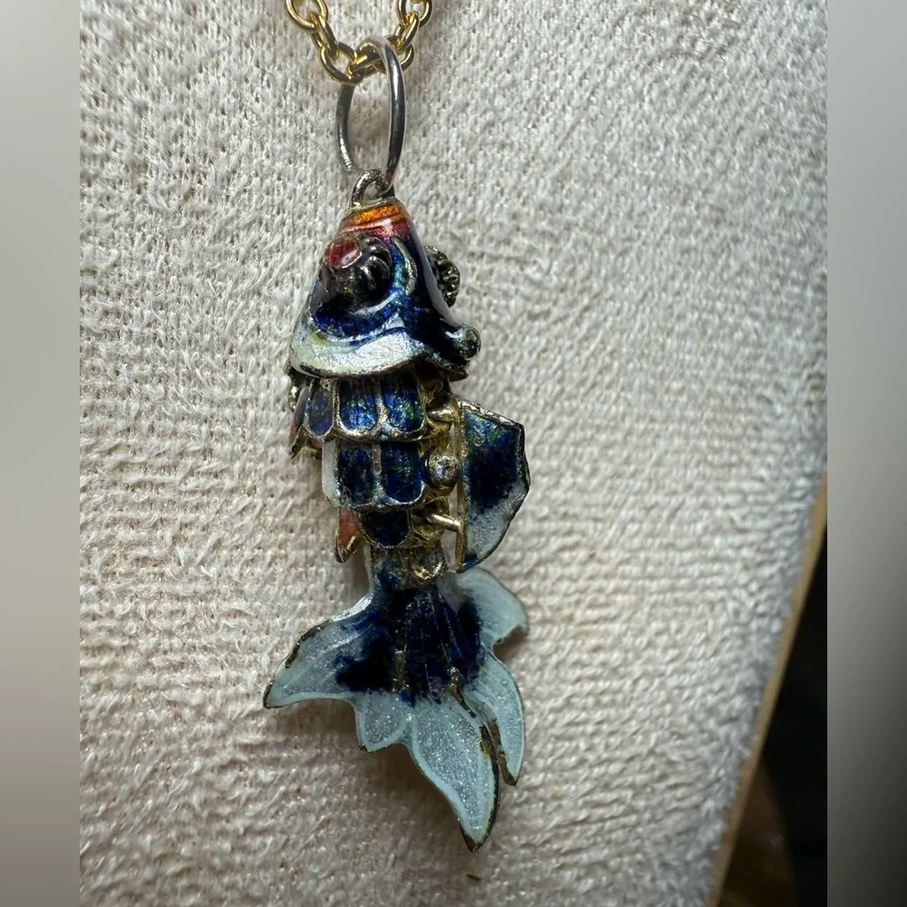 Vintage Koi Fish Pendant | Mixed Metal Fantasy Charm | Artisan St
